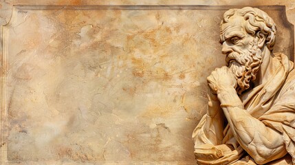 Portrait of a gentle and flawless thinking stoic marble statue. Perfect for background and quotes. With copy space. - obrazy, fototapety, plakaty