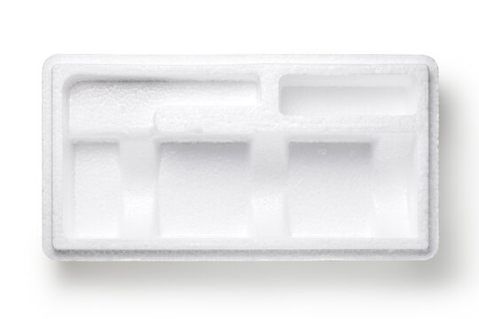 Shockproof styrofoam packing box on white background