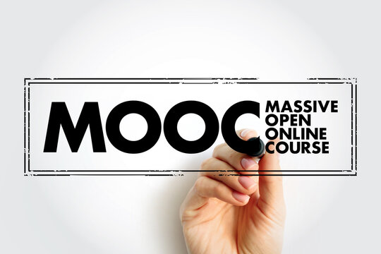 MOOC - Massive Open Online Course is an online course aimed at unlimited participation and open access via the Web, acronym text concept stamp