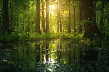 Fototapeta na wymiar The Serene Forest Pond