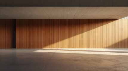 Modern minimalist architecture with sunlight and shadows