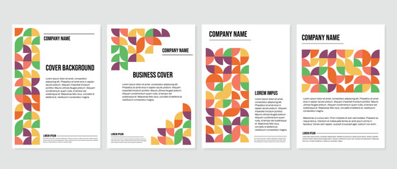 Collection of modern design poster flyer brochure cover layout template with abstract geometric graphic elements. Modern business project flyer with geometric shapes, neo geo abstract background.