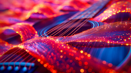 Digital Wave in Bokeh Lights, Abstract Science Background, Connection and Network
