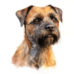Border terrier dog. Border terrier clipart. Watercolor illustration. Generative AI. Detailed illustration.