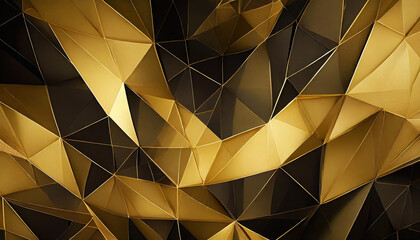Dark black and gold abstract background An abstract image featuring organic shapes and lines that...