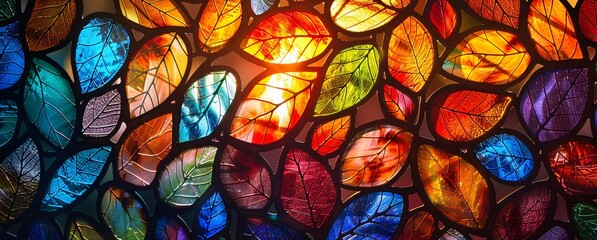 Vibrant Stained Glass Artwork A Colorful Display of Nature's Palette Generative AI