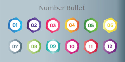 Number bullet Colourful Number circle point for design 