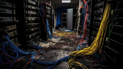 management server room cables - obrazy, fototapety, plakaty