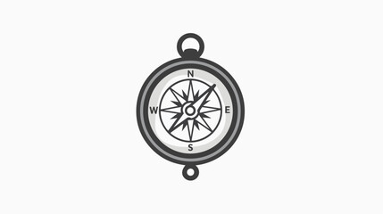 Compass icon in flat outlined grayscale style. Vector