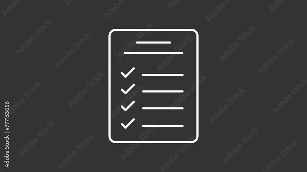 Poster todo list white line animation. organizer animated icon. complete mark checking. task accomplishment