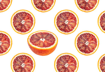 Blood red oranges slices pattern