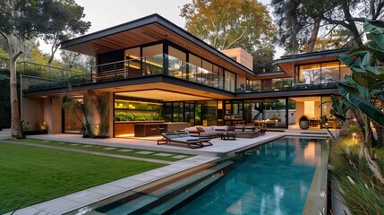Modern Architecture A Serene Swimming Pool Oasis Generative AI