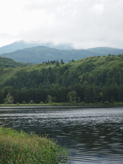 Cloudy Rishiri Island, Otatomari Swamp and Rishiri Fuji