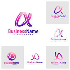 Set of Letter A logo design vector. Creative Initial A logo concepts template