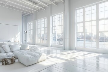 high resolution white loft with window