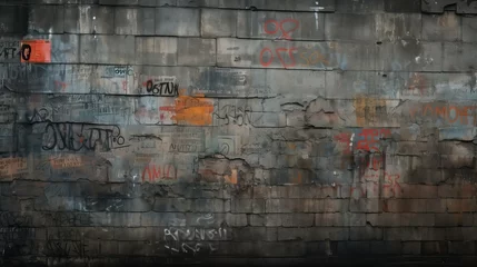 Fotobehang graffiti concrete wall dark © vectorwin