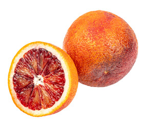 Tasty blood orange fruit isolated on white background. clipping path included