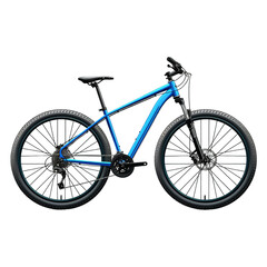 Blue mountain bike on transparent background