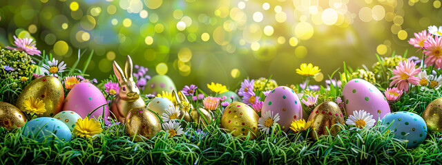 Easter serenity, eggs nestled in spring grass, symbols of renewal and joy