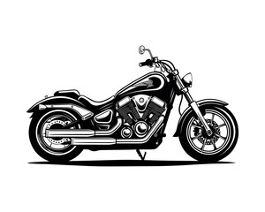 Moto cruiser, vector illustration - Motorbike isolated on white background
