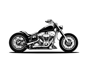 Moto chopper, vector illustration - Motorbike isolated on white background