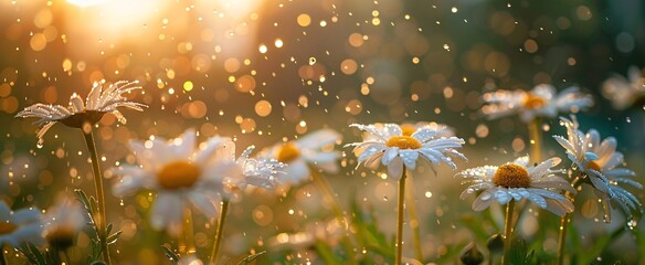 Blossoming Dreams A Field of Daisies in the Soft Glow of Sunset Generative AI