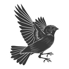 Silhouette House sparrow bird animal fly black color only
