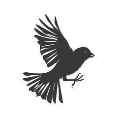 Silhouette House sparrow bird animal fly black color only