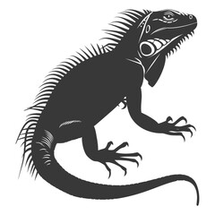 Silhouette Iguana Animal black color only full body