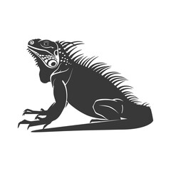 Obraz na płótnie Canvas Silhouette Iguana Animal black color only full body