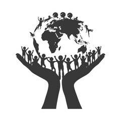 Silhouette illustration for celebrating world Humanitarian Day