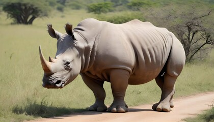 Fototapeta premium A-Rhinoceros-In-A-Safari-Trek- 3
