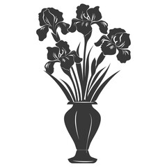 Silhouette iris flower in the vase black color only
