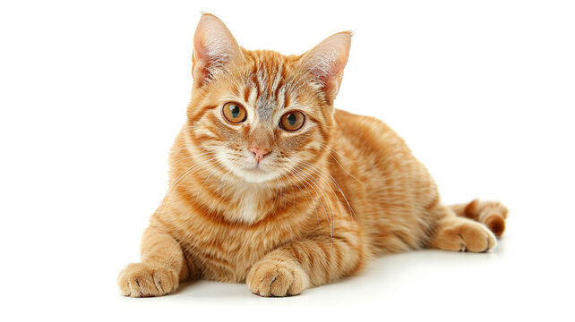 orange tabby cat isolated on white background