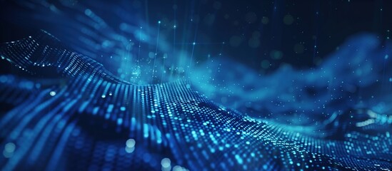 Futuristic Digital Network and Technology Flow: An Abstract Cyber Background Visualizing Data and Information Waves in Motion