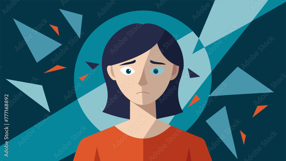 Poster a person with a broken mirror for a face each shard reflecting a different negative emotion that has