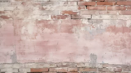 Foto op Canvas weathered brick wall pink © vectorwin