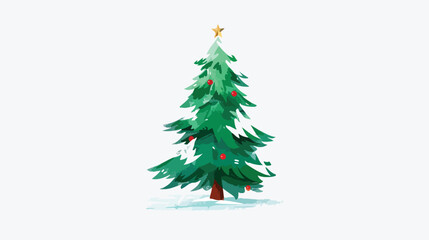 Christmas tree vector card flat vector isolated on white