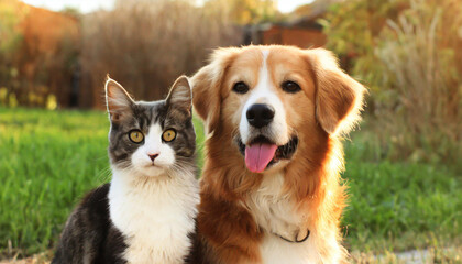 Cute dog and cat together
