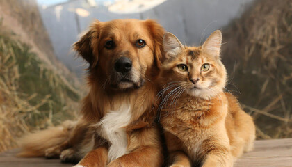 Cute dog and cat together