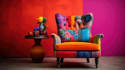 colorful blurred chair interior design