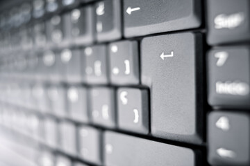 Close-up of the black keyboard of a laptop computer - 777171875