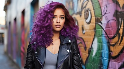 graffiti purple hair