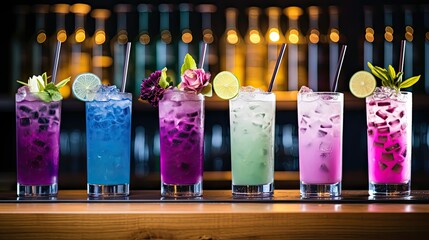 violet purple cocktails - obrazy, fototapety, plakaty