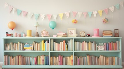 bedroom pastel books