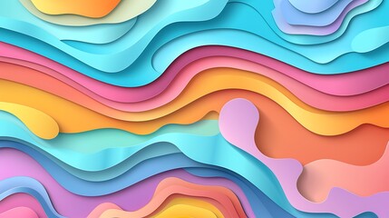 Modern Abstract Background with Waves Papercut Elements and Pastel Colorful