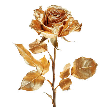 A Gold Rose on white background,png