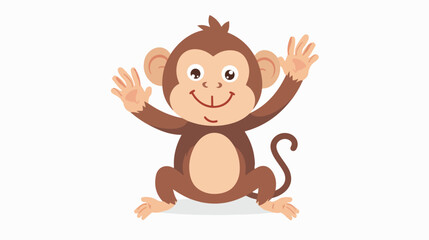 Cute Monkey Say hi Cartoon Vector Illustration. isolated