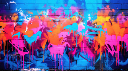 Graffiti on the wall. Modern street art creative background