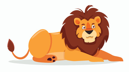 Cartoon funny lion on white background flat vector isolated